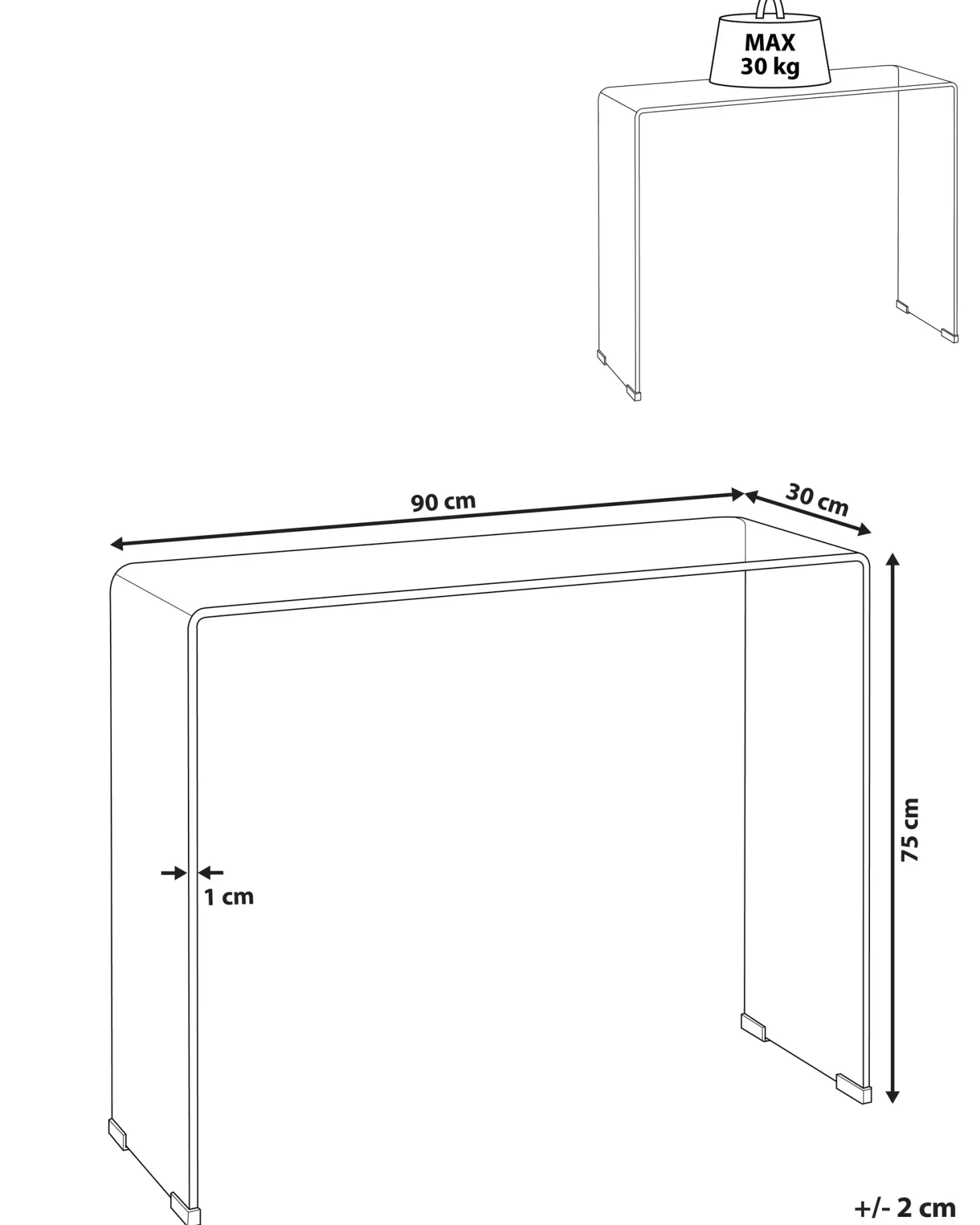 Konsolbord KENDALL Hærdet glas Transparent