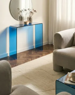 Konsolbord KENDALL Hærdet glas Blå