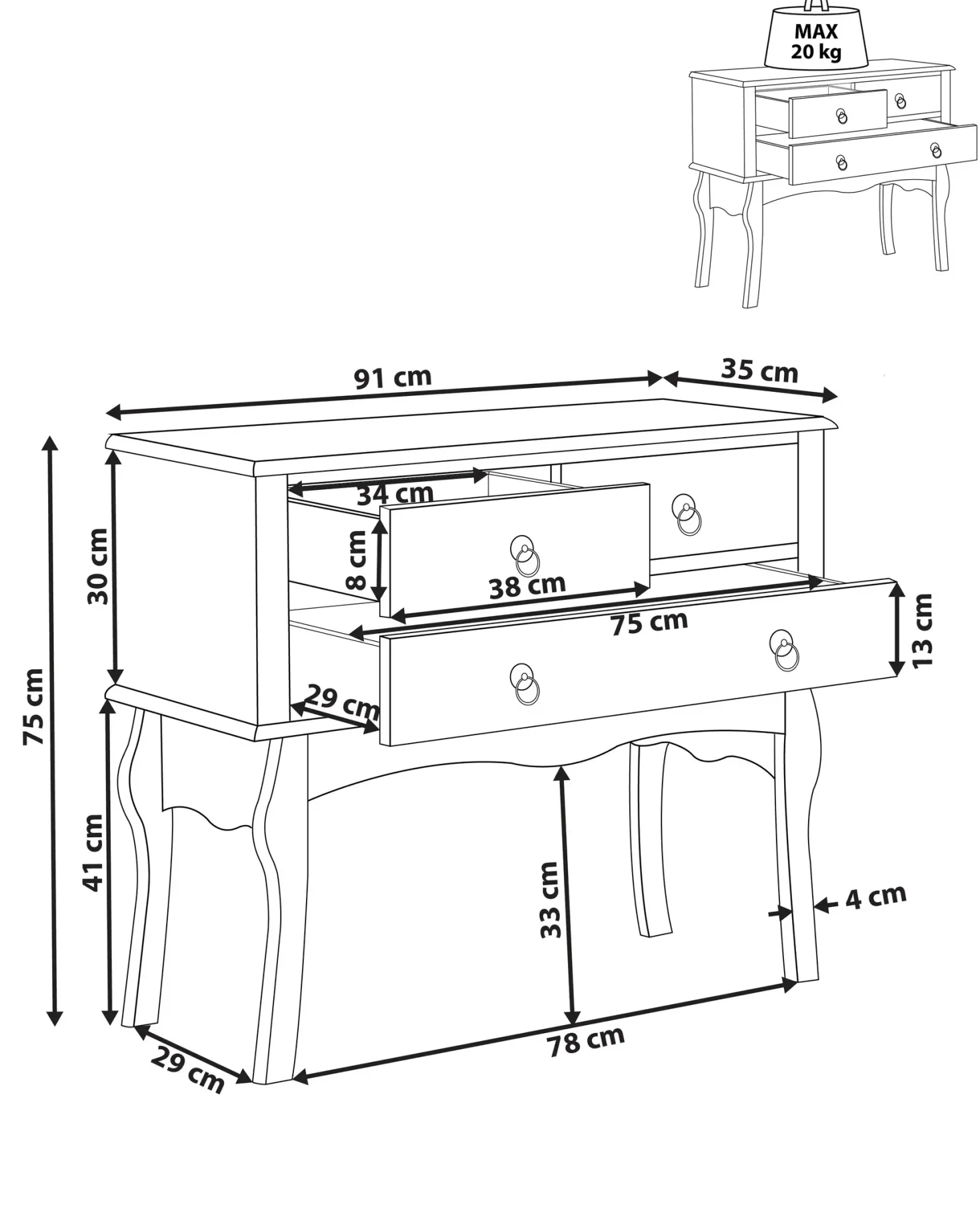 Konsolbord LAMAR Hvid