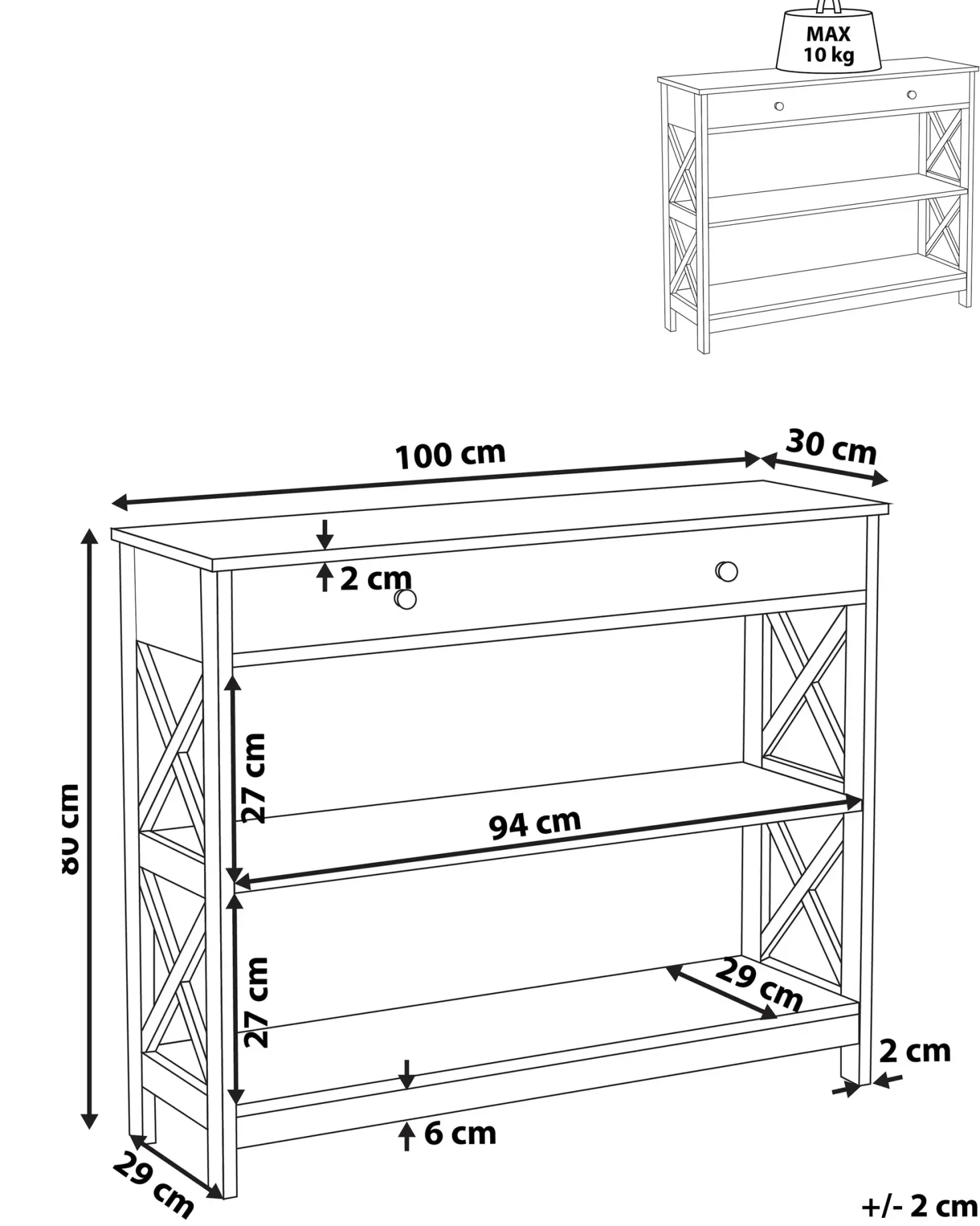Konsolbord MONTGOMERY Hvid