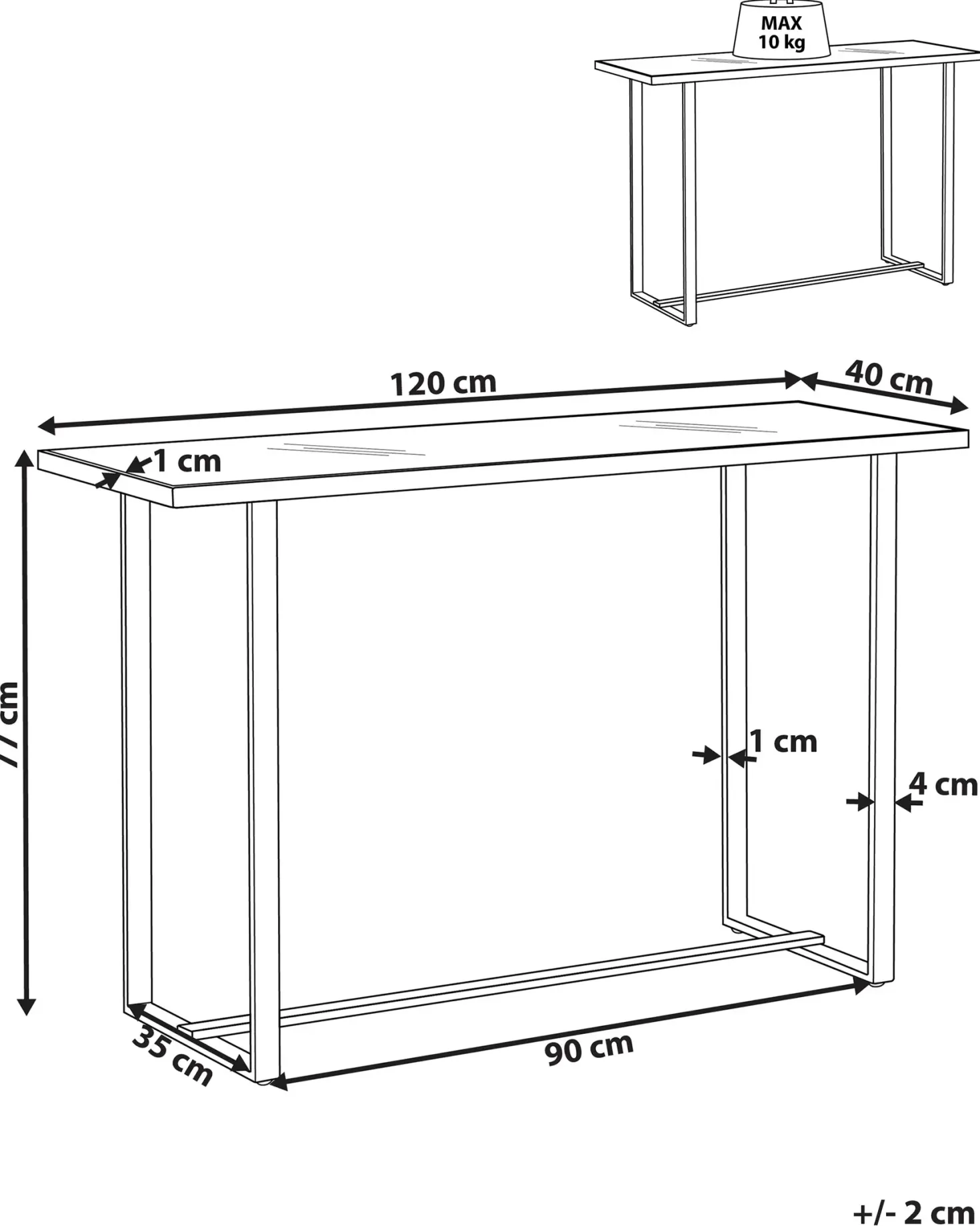 Konsolbord PLANO Hærdet glas Hvid marmor
