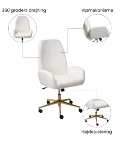 Kontorstol CLARE Boucle Hvid
