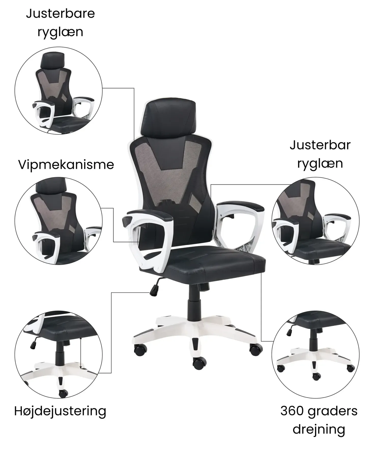 Kontorstol IGNIS Kunstlæder Hvid