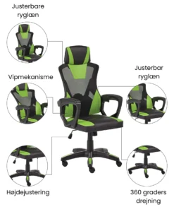 Kontorstol IGNIS Kunstlæder Limegrøn