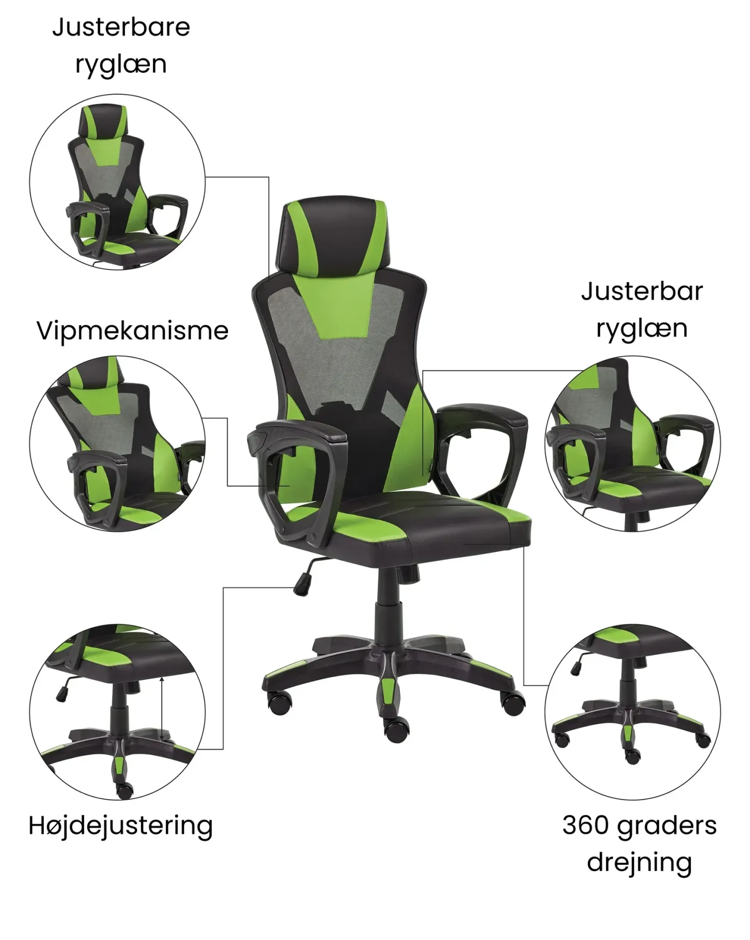 Kontorstol IGNIS Kunstlæder Limegrøn