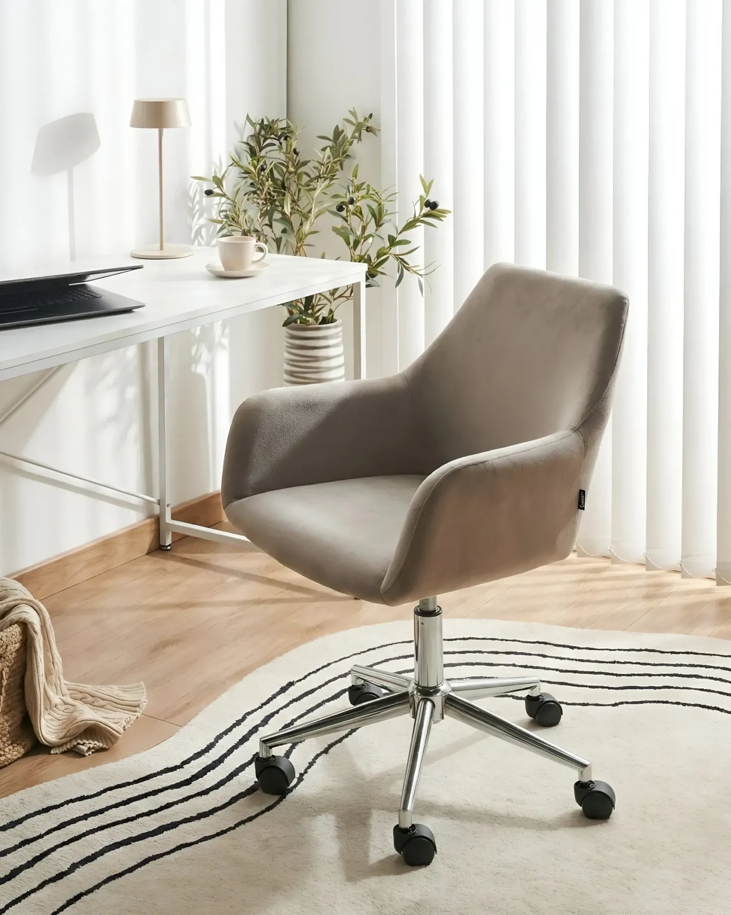 Kontorstol WELLSTON Velour Brungrå