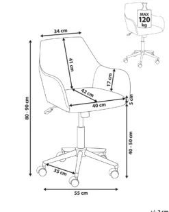 Kontorstol WELLSTON Velour Brungrå