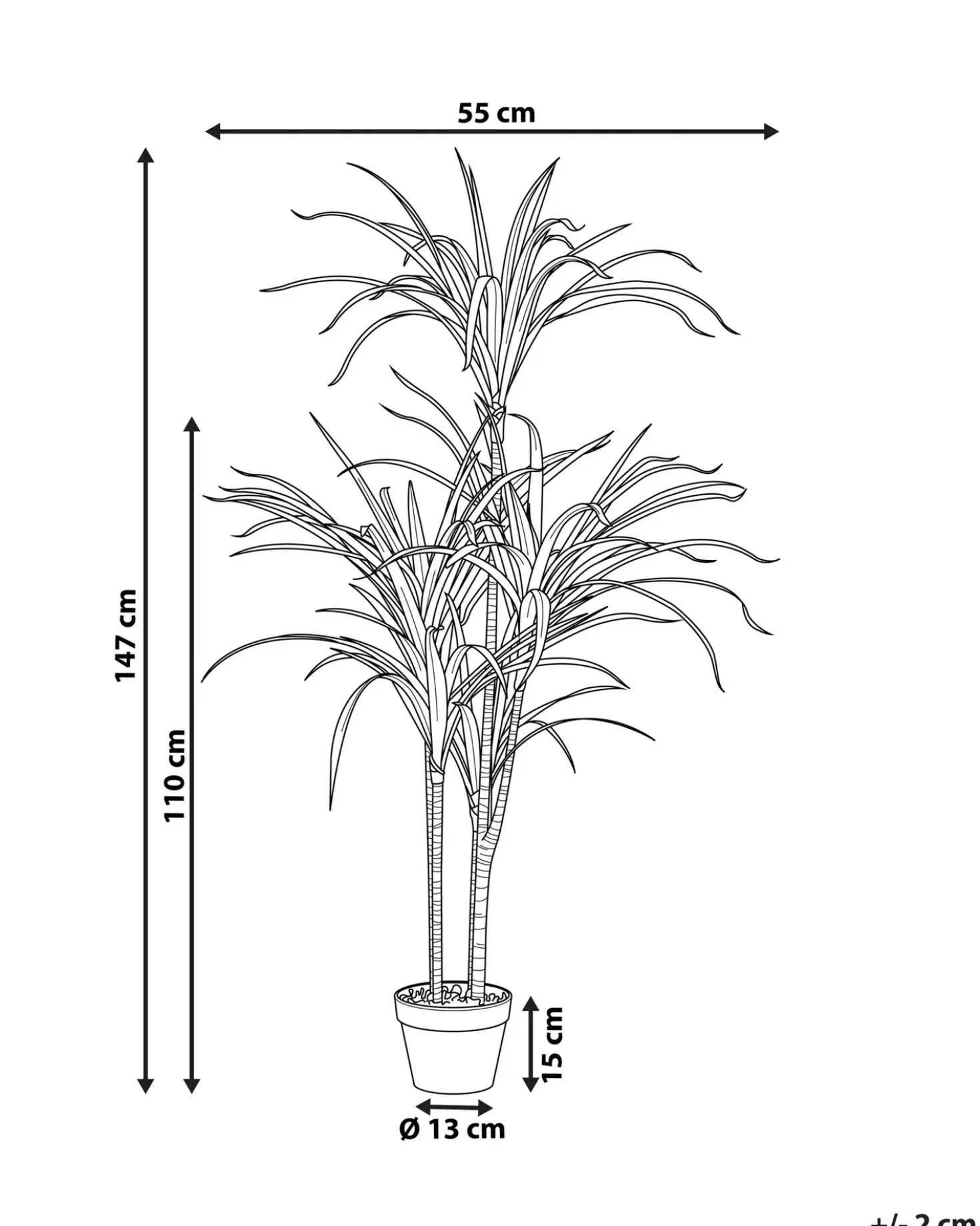 Kunstig plante DRACAENA ANITA 147 cm Grøn