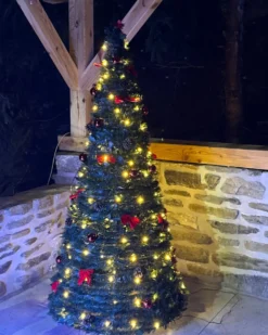 Kunstigt juletræ Foldbar LED PINEORA 185 cm Grøn