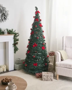 Kunstigt juletræ Foldbar LED PINEORA 185 cm Grøn