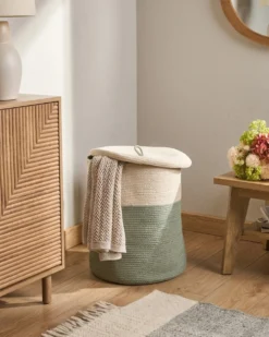 Kurv SILOPI Bomuld Beige/grøn