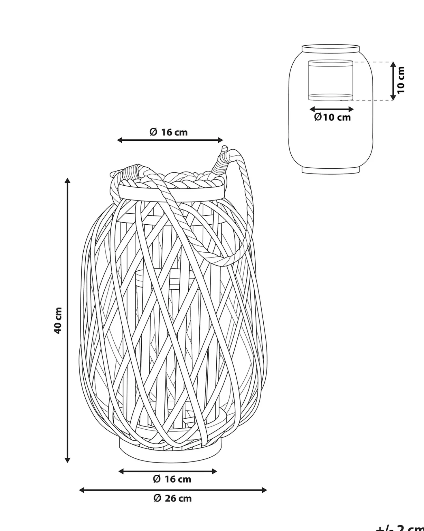 Lanterne MAURITIUS Piletræ 40 cm Sort