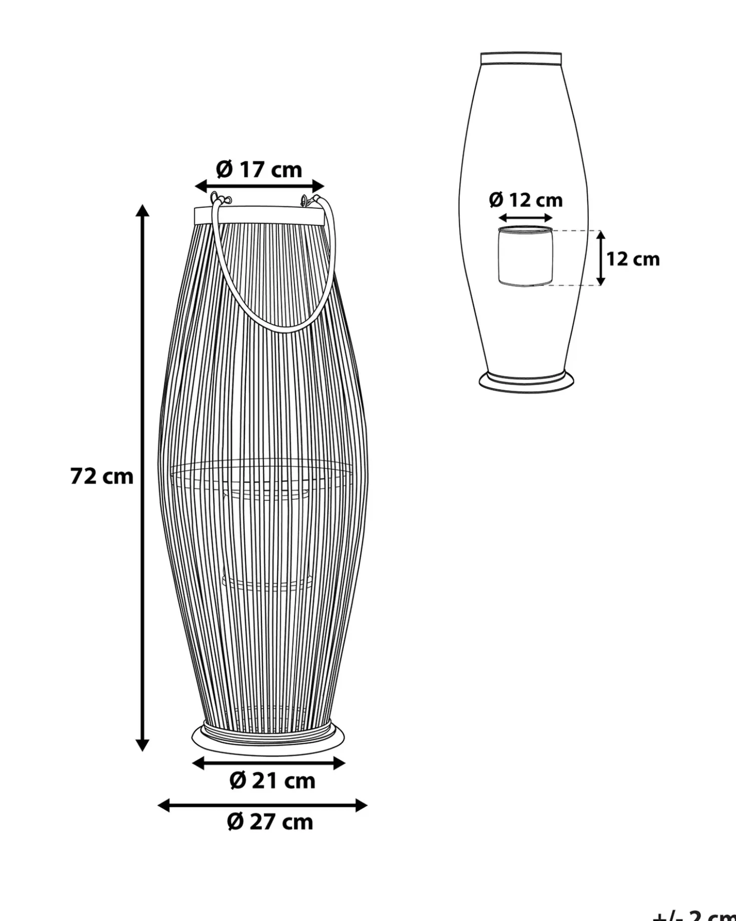 Lanterne TAHITI Bambus 72 cm Sort