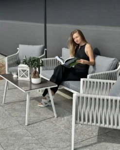 LATINA 4 personers Loungesæt med bord Grå Metal