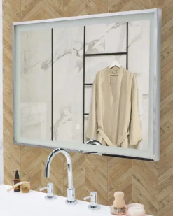 LED-badeværelsesspejl ARGENS 80 cm 60 cm Sølv