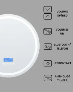 LED-badeværelsesspejl BROGNON 60 cm 60 cm Med indbygget Bluetooth-højttaler Sølv