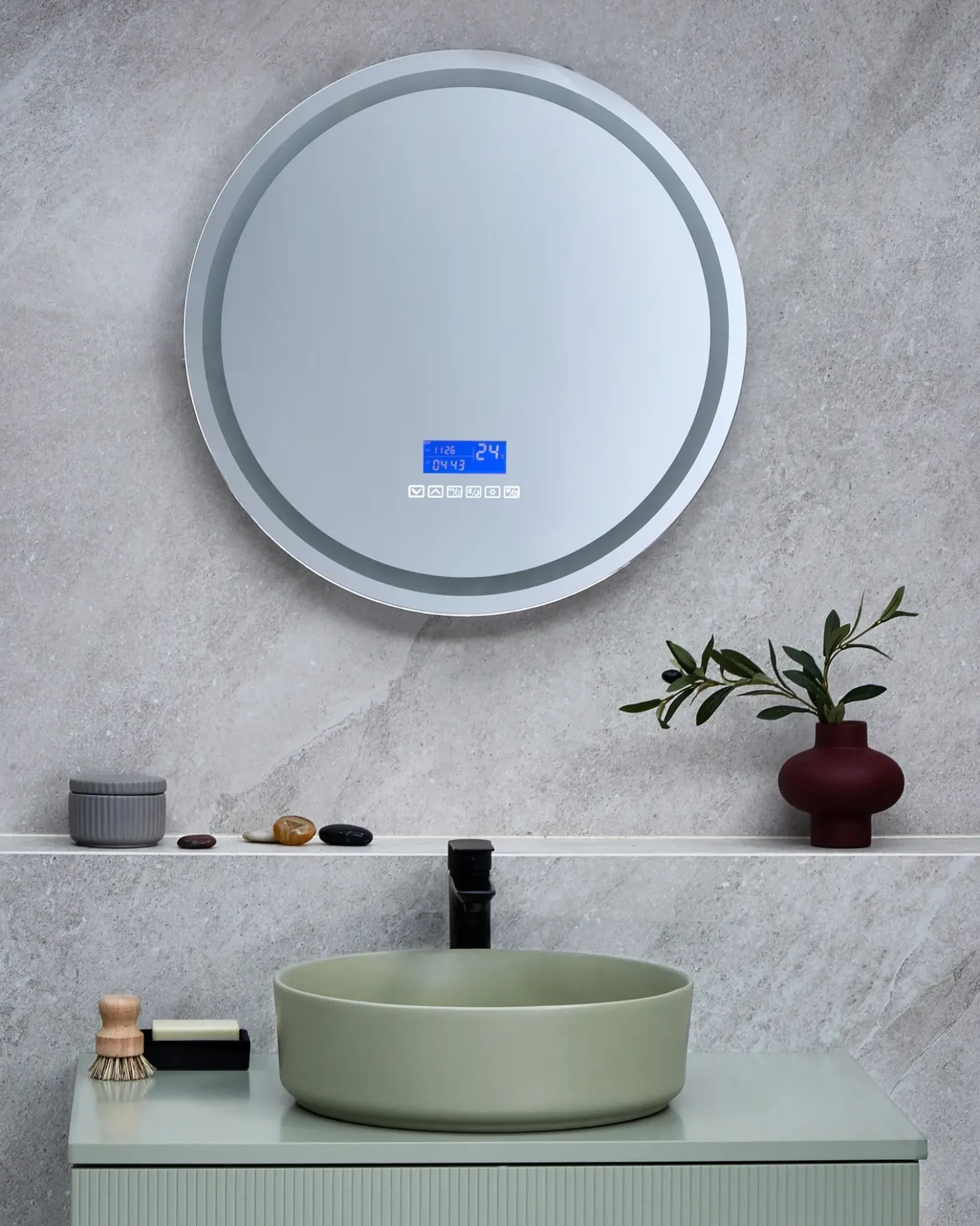 LED-badeværelsesspejl BROGNON 60 cm 60 cm Med indbygget Bluetooth-højttaler Sølv