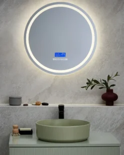 LED-badeværelsesspejl BROGNON 60 cm 60 cm Med indbygget Bluetooth-højttaler Sølv