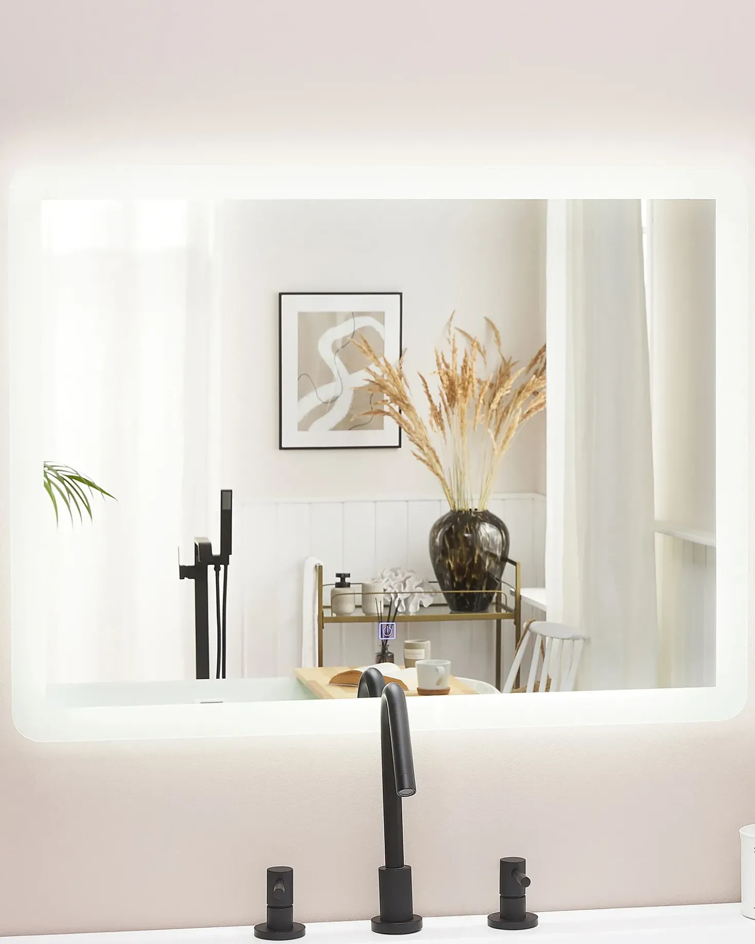 LED-badeværelsesspejl CORROY 80 cm 60 cm Sølv