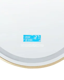 LED-badeværelsesspejl DAROIS 60 cm 60 cm Med indbygget Bluetooth-højttaler Guld