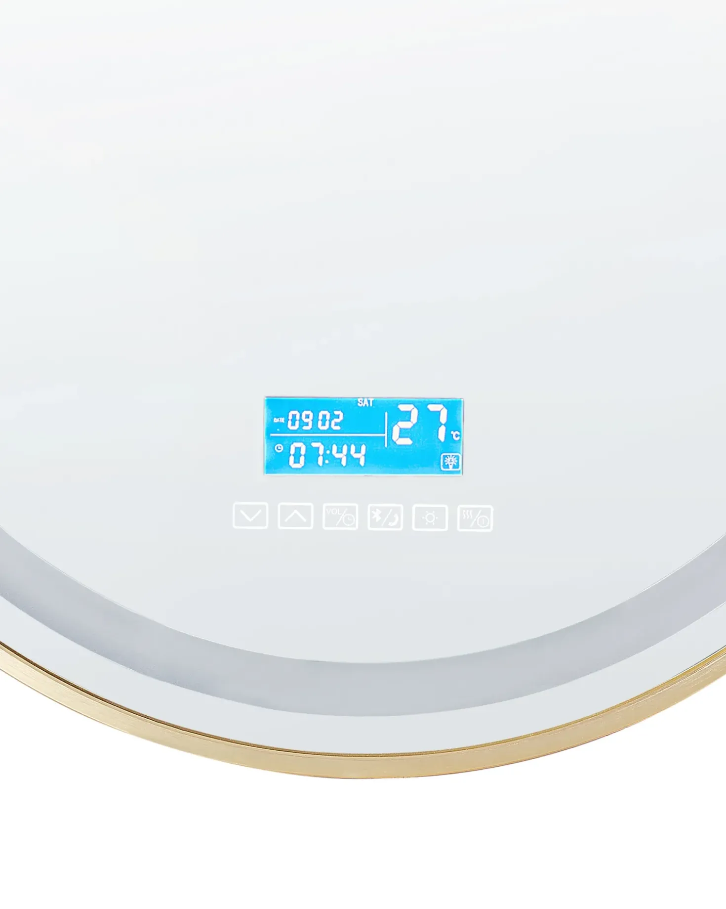 LED-badeværelsesspejl DAROIS 60 cm 60 cm Med indbygget Bluetooth-højttaler Guld