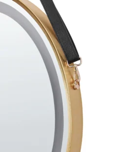 LED-badeværelsesspejl DAROIS 60 cm 60 cm Med indbygget Bluetooth-højttaler Guld