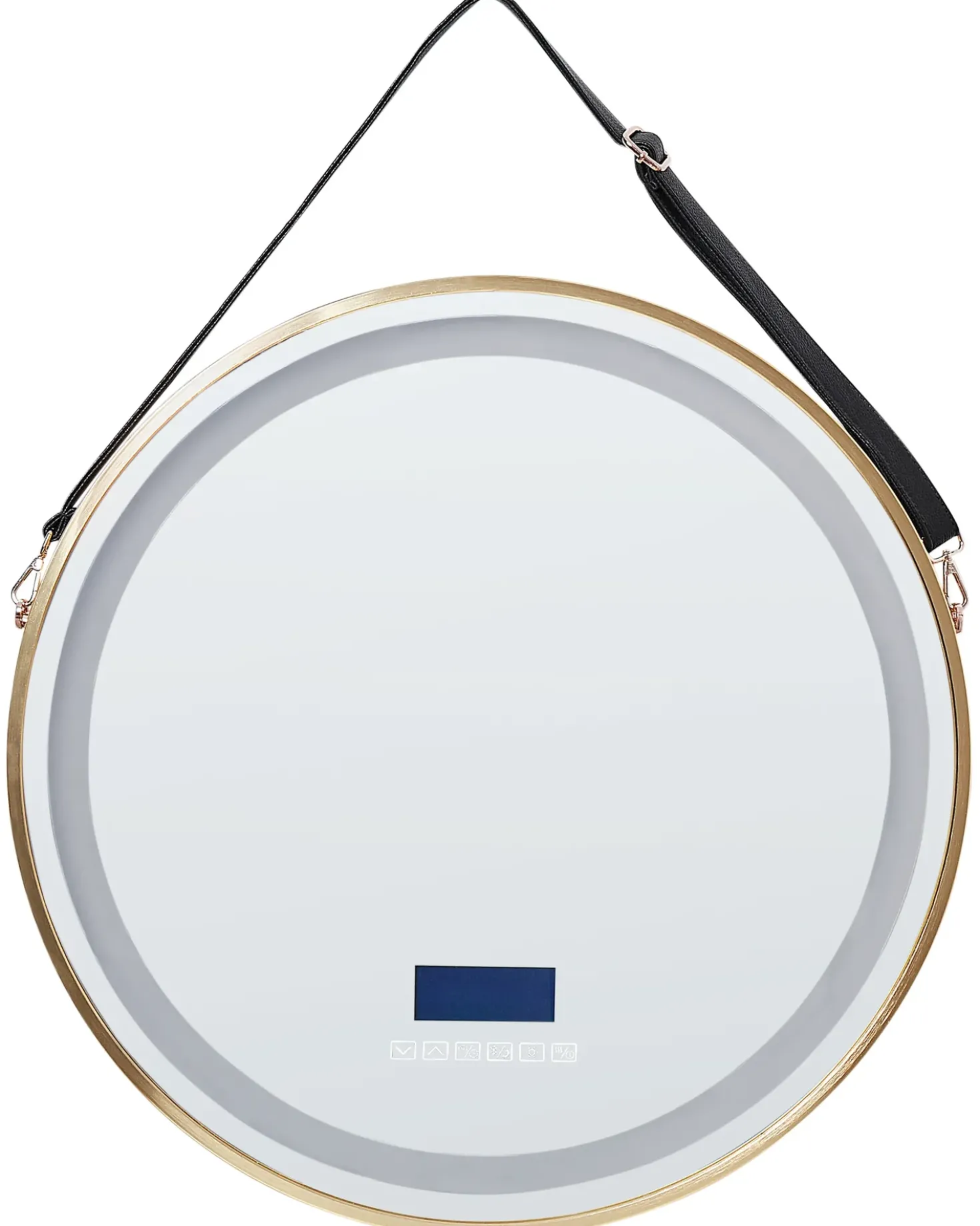 LED-badeværelsesspejl DAROIS 60 cm 60 cm Med indbygget Bluetooth-højttaler Guld
