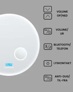 LED-badeværelsesspejl FIXIN 80 cm 80 cm Med indbygget Bluetooth-højttaler Sølv