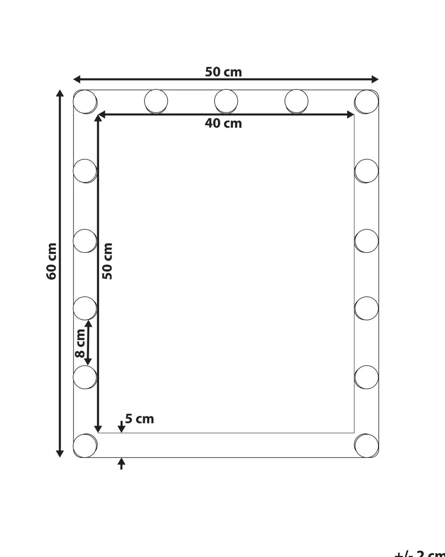 LED-badeværelsesspejl ODENAS 50 cm 60 cm Sort