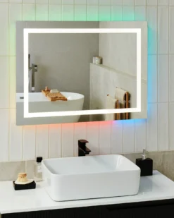 LED-badeværelsesspejl PRENOIS 80 cm 60 cm Sølv