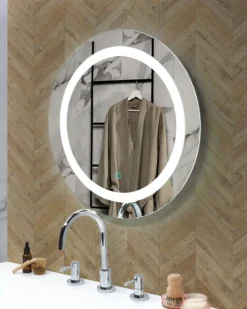 LED-badeværelsesspejl SELUNE 58 cm 58 cm Sølv