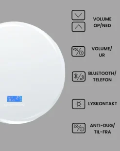 LED-badeværelsesspejl TANAY 60 cm 60 cm Med indbygget Bluetooth-højttaler Sølv
