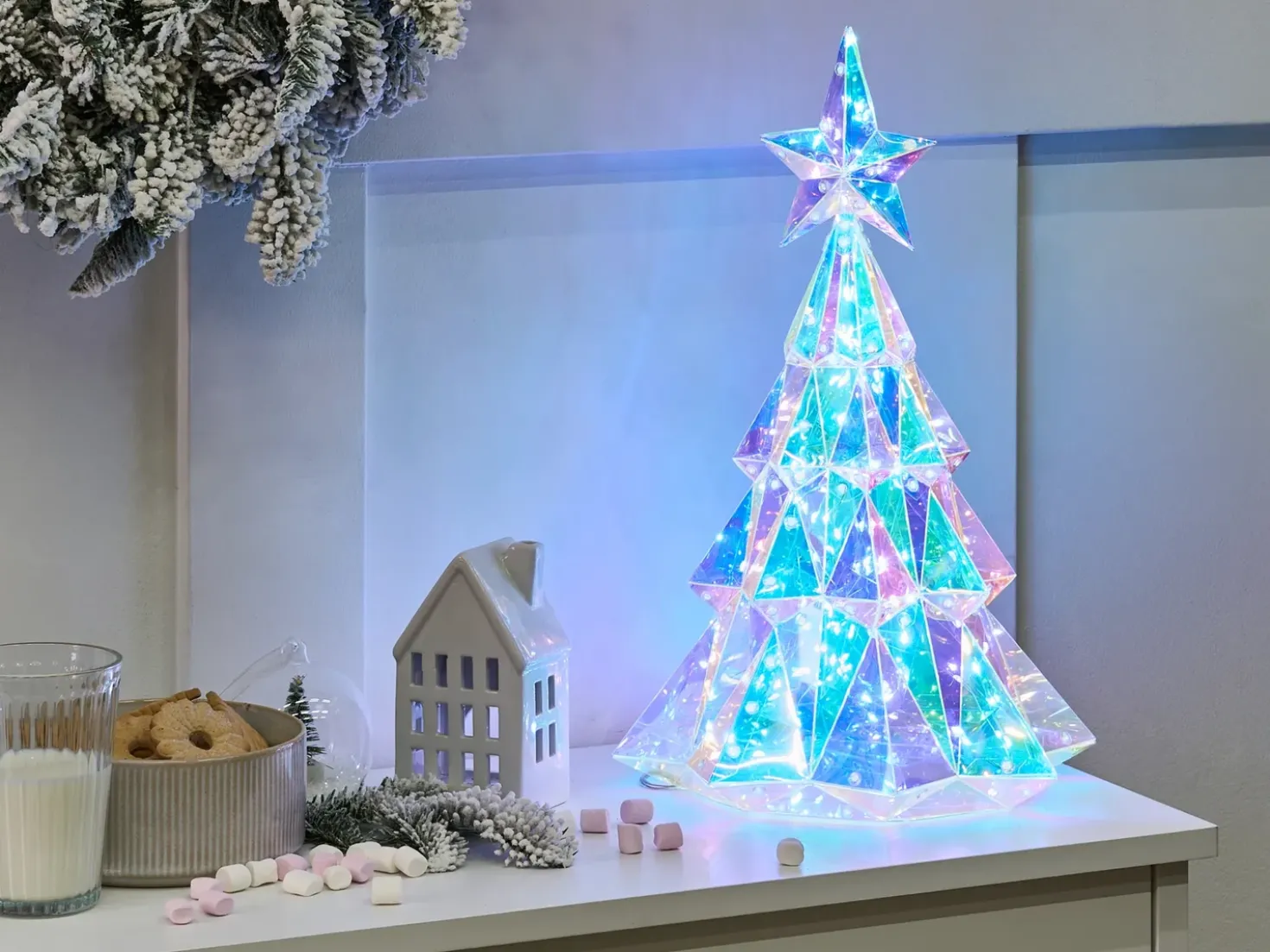 LED dekoration UNUKA Juletræ 40 cm Multifarvet