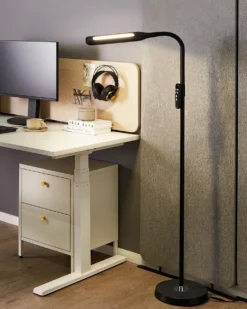LED-gulvlampe ARIES Med fjernbetjening Med dæmpning Metal Sort