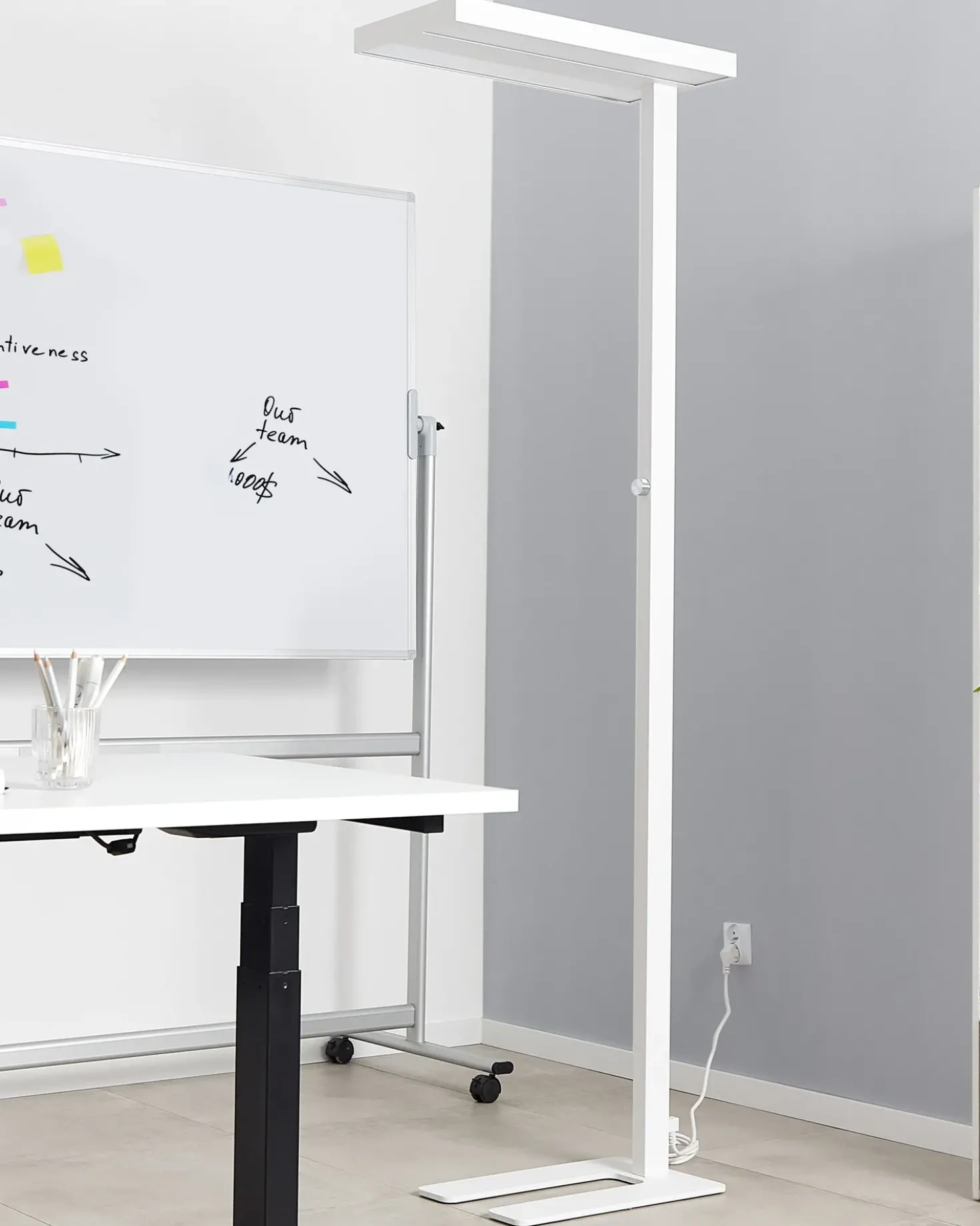 LED-gulvlampe TAURUS Med dæmpning Metal Hvid