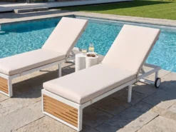 Liggestol med hynde VERDELLO Metal Beige
