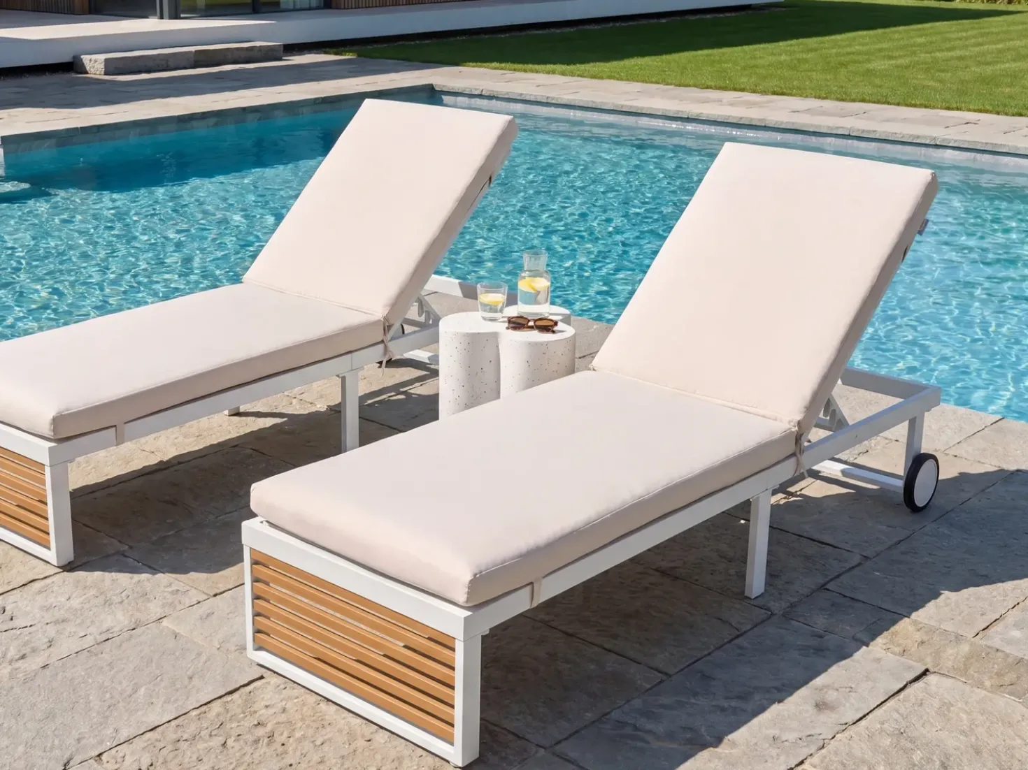 Liggestol med hynde VERDELLO Metal Beige