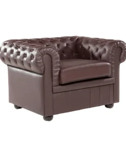 Lænestol CHESTERFIELD Ægte læder Brun