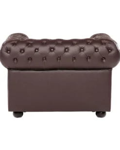Lænestol CHESTERFIELD Ægte læder Brun