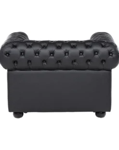 Lænestol CHESTERFIELD Ægte læder Sort