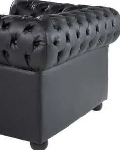 Lænestol CHESTERFIELD Ægte læder Sort