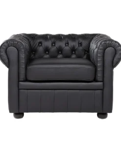 Lænestol CHESTERFIELD Ægte læder Sort