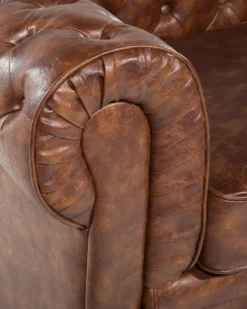 Lænestol CHESTERFIELD Kunstlæder Guldbrun