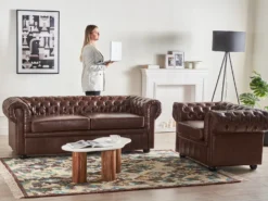 Lænestol CHESTERFIELD Kunstlæder Guldbrun