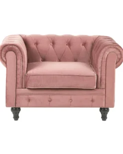 Lænestol CHESTERFIELD Velour Lyserød