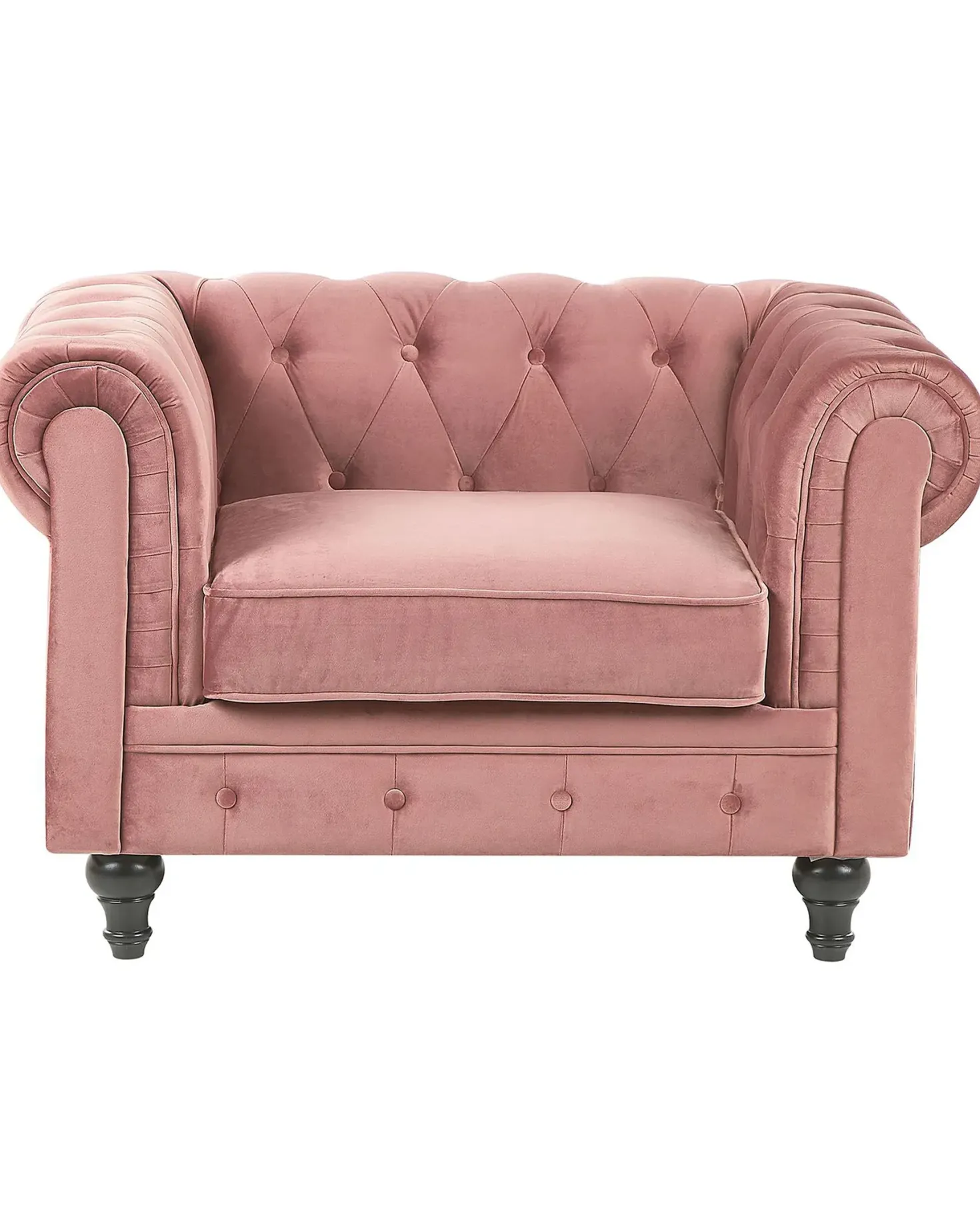Lænestol CHESTERFIELD Velour Lyserød