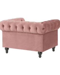 Lænestol CHESTERFIELD Velour Lyserød