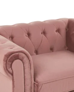 Lænestol CHESTERFIELD Velour Lyserød