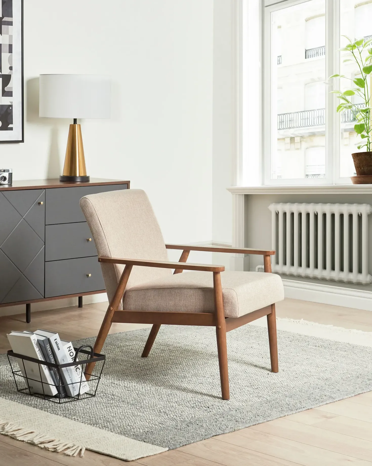 Lænestol ESRUM Mørkebrun/beige