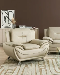 Lænestol LEIRA Kunstlæder Beige